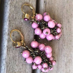 Heart Cluster Pierced Earrings - Bubble Gum Pink